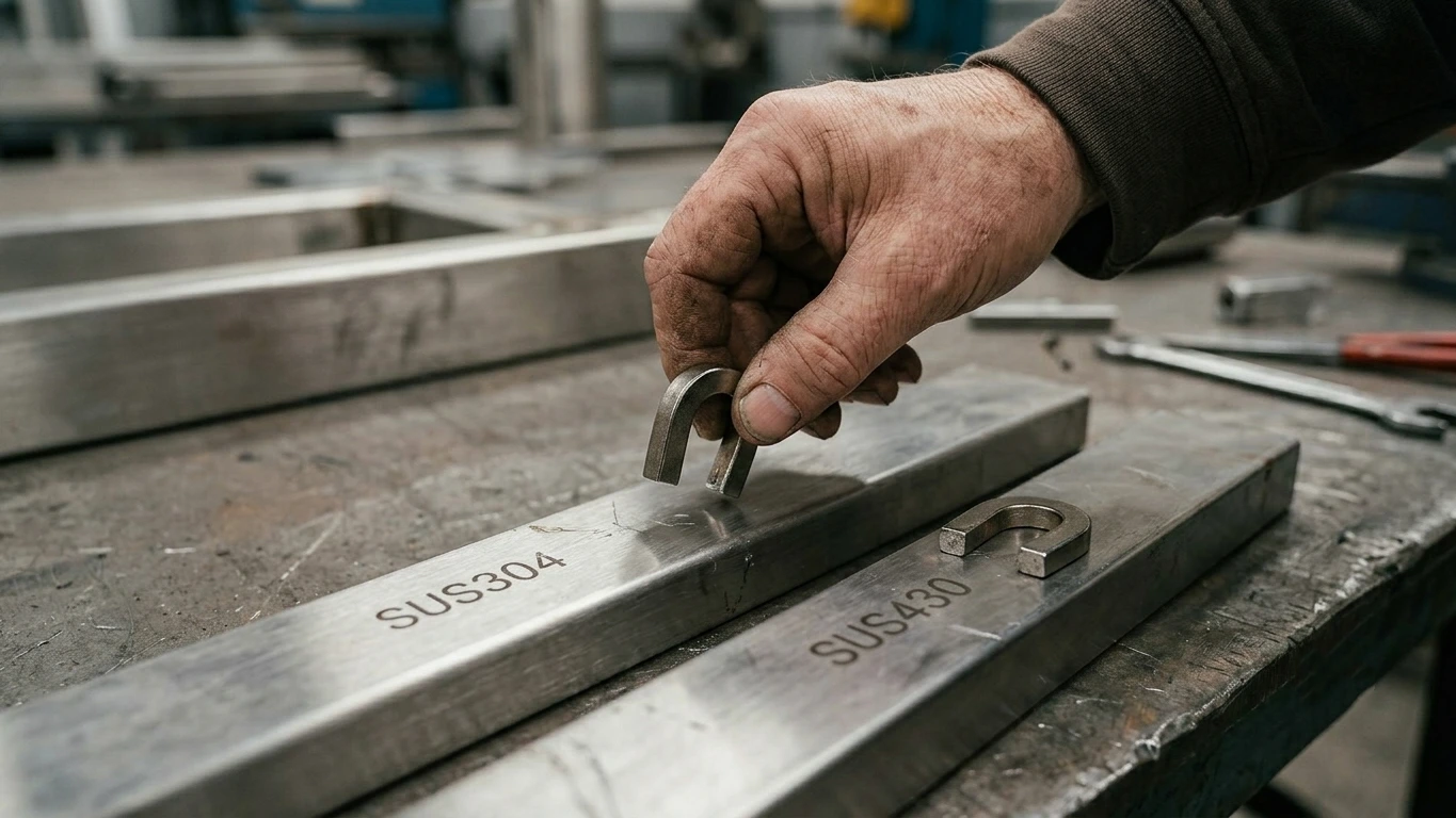 Magnets hardly attract 304 stainless steel.