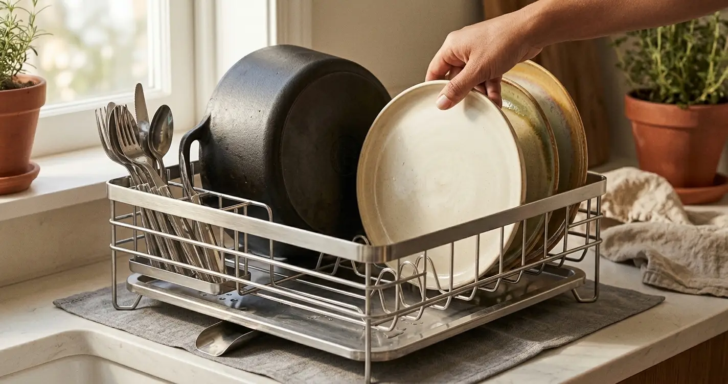 Stability of the countertop dish drying rack Stability of the countertop dish drying rack